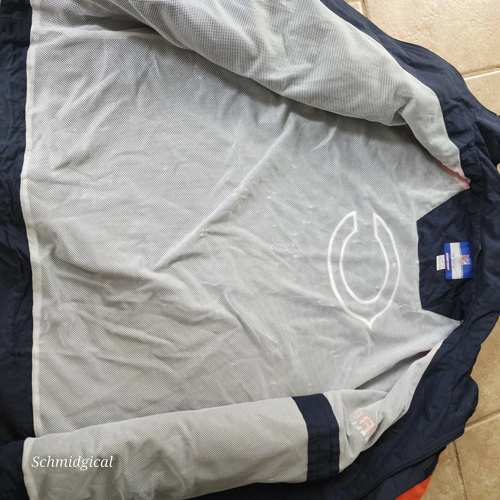 Reebok NFL Chicago Bears On Field Windbreaker Jacket Mens XL Navy Blue Orange